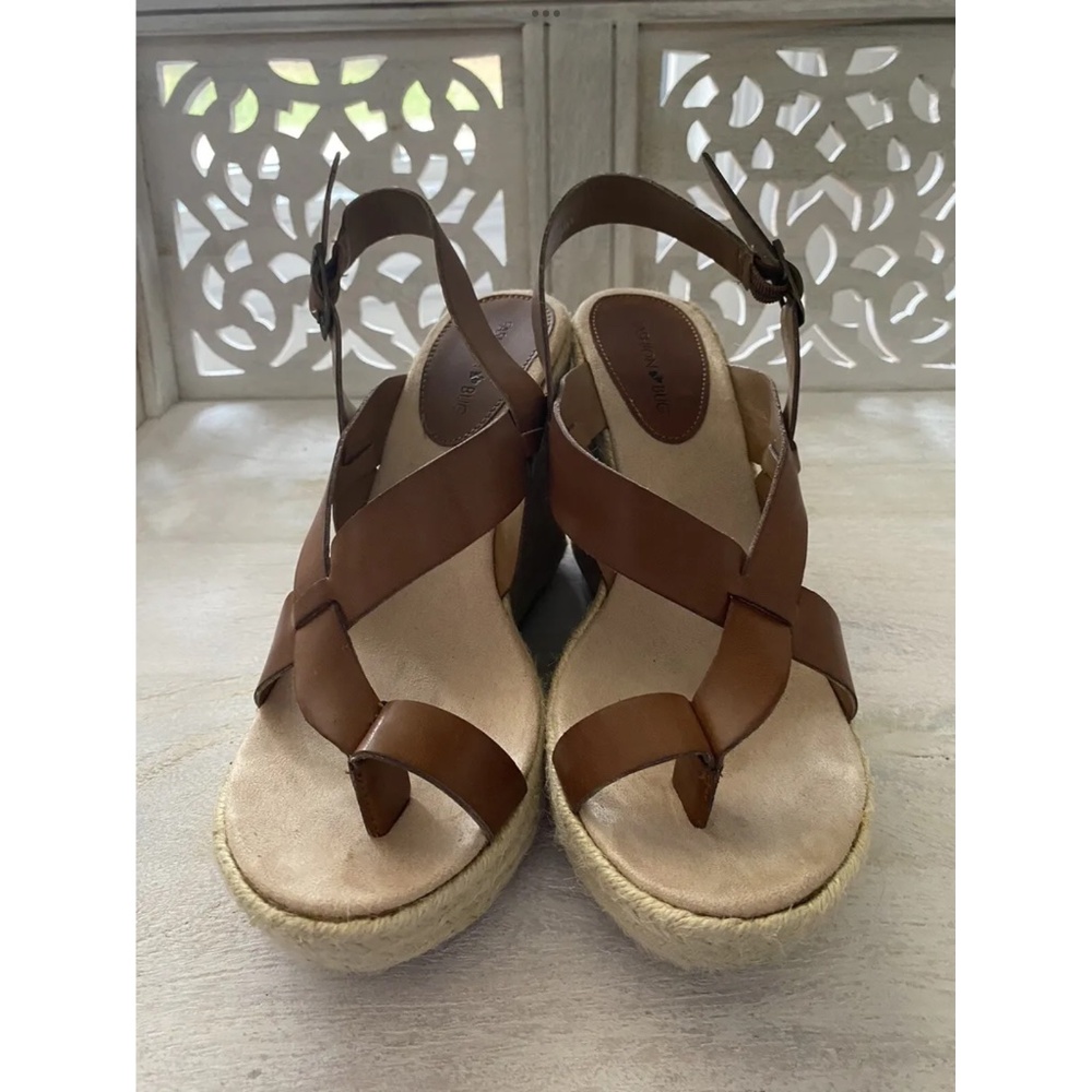 Vintage Y2K FASHION BUG JANIS WOMENS BROWN WEDGE SANDAL ESPADRILLE 8.5 WORN ONCE